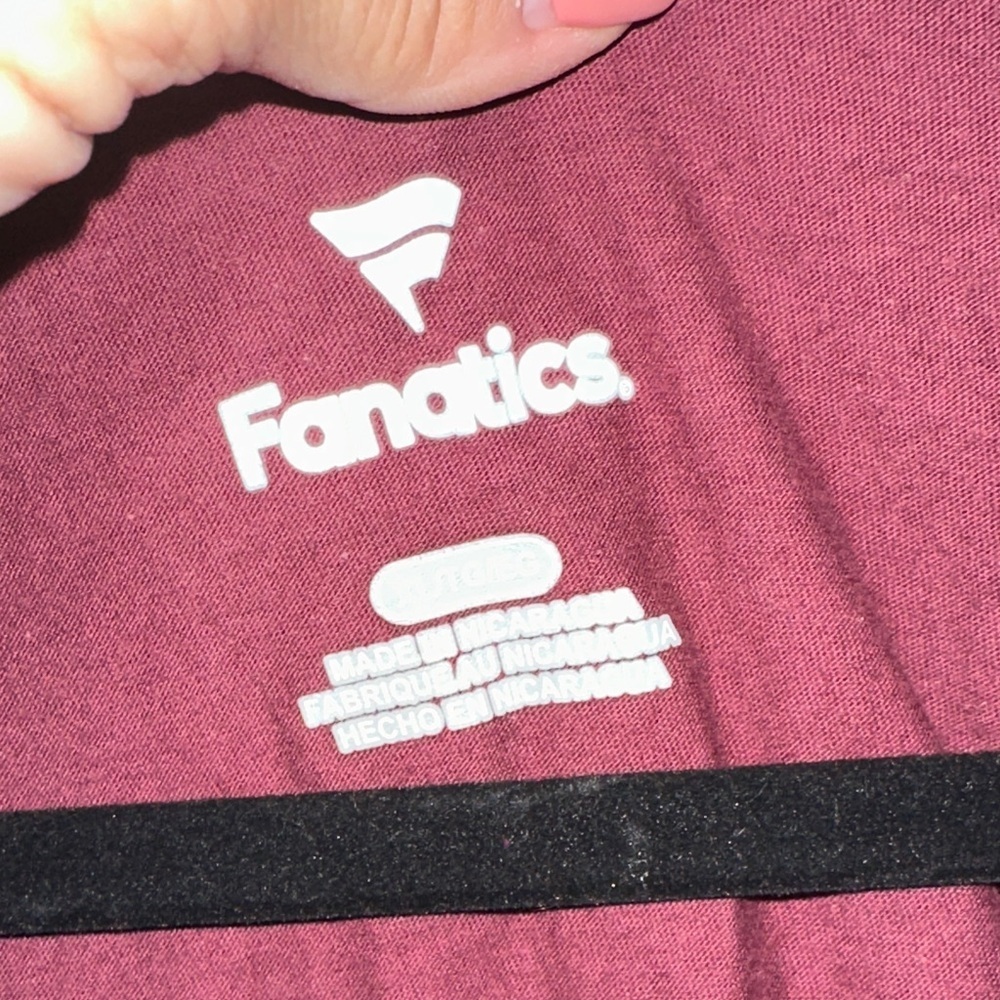 Fanatics Burgundy V-Neck Tee with White Logo - Picture 3 of 5